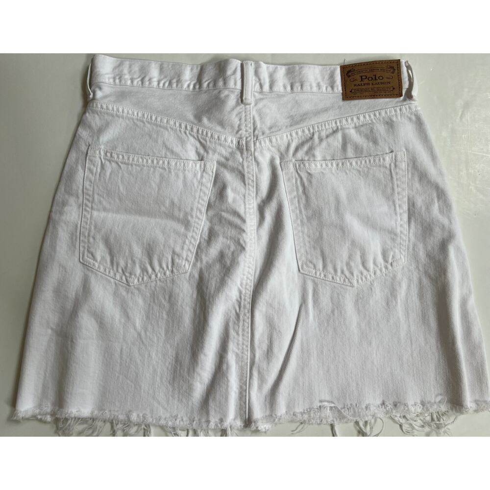 Polo Ralph Lauren White Distressed Hem Short Denim Skirt Women Size 30 NWT $168 - Picture 9 of 13